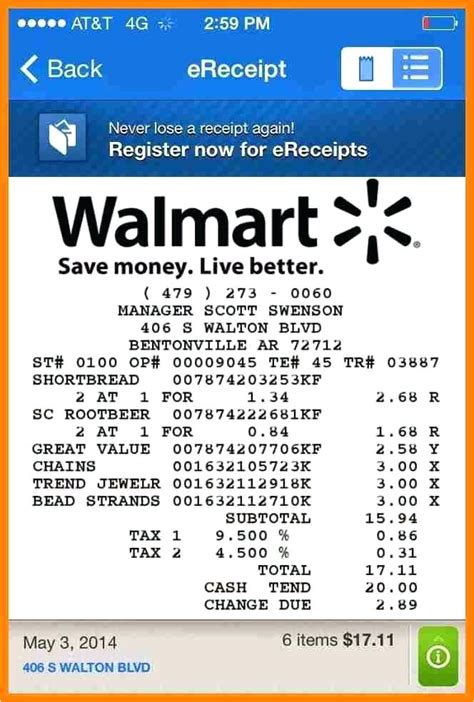 Walmart Online Receipt Template