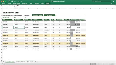 Warehouse Stock Excel Template