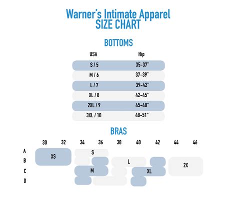 Warner Bras Size Chart