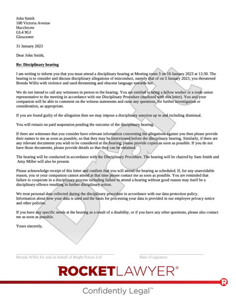 Warning Letter Invitation
