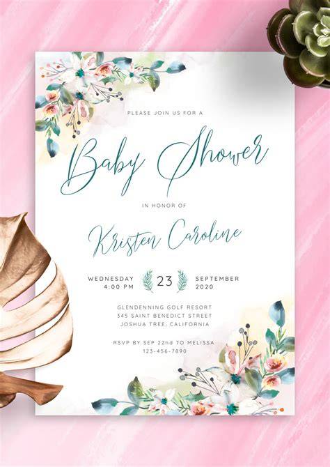 Watercolor Baby Shower Invitation