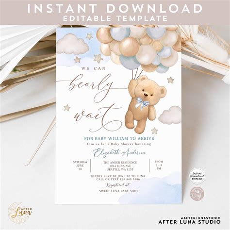 We Can Bearly Wait Invitation Template Free