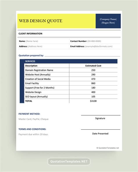 Web Design Quote Template