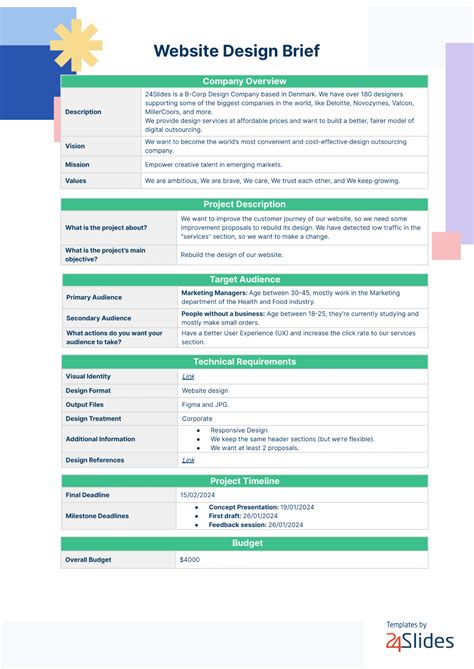 Website Design Brief Template