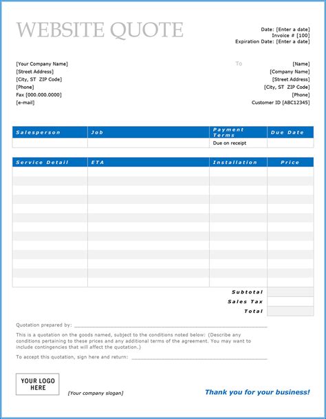 Website Design Quote Template