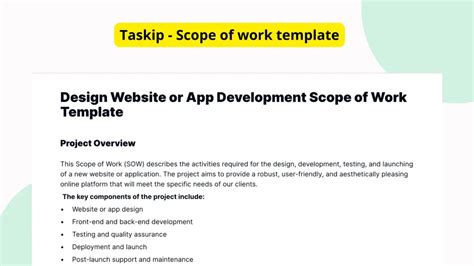 Website Development Scope Of Work Template