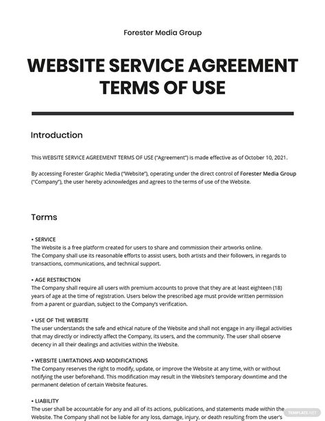 Website Terms Of Service Template