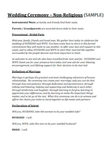 Wedding Ceremony Templates For Non Religious