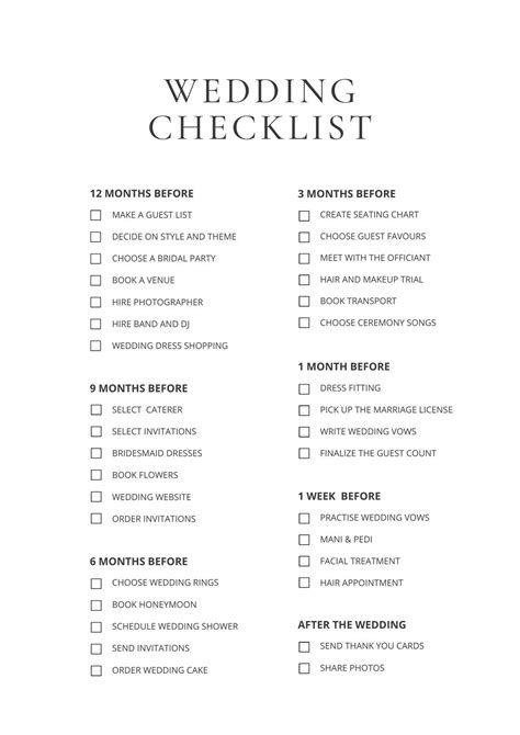 Wedding Day Checklist Printable