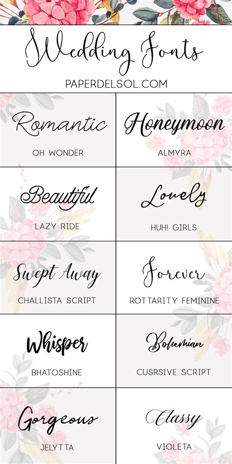 Wedding Fonts Examples