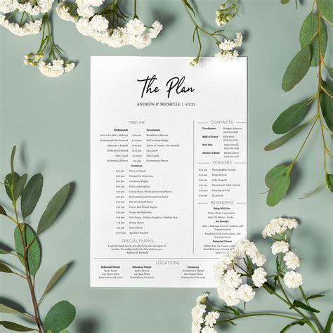Wedding Party Timeline Template
