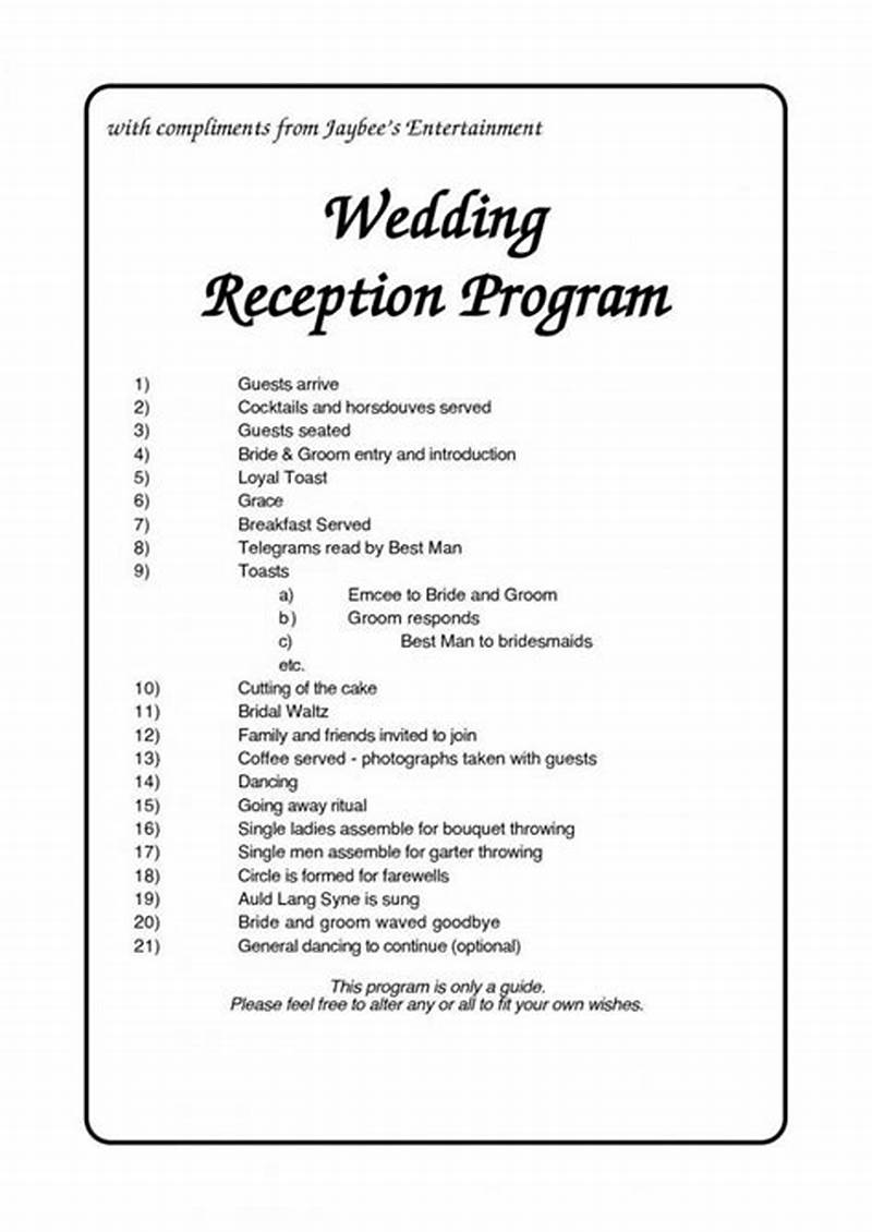 Wedding Reception Program Templates
