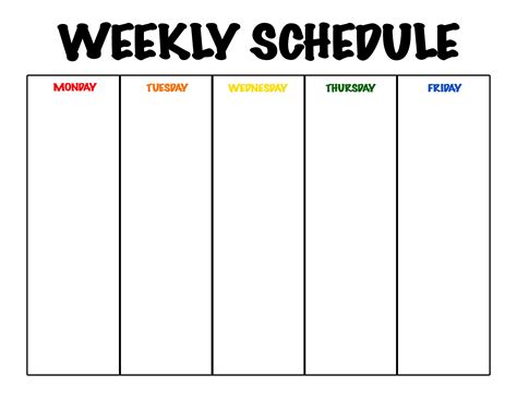Week Schedule Printable