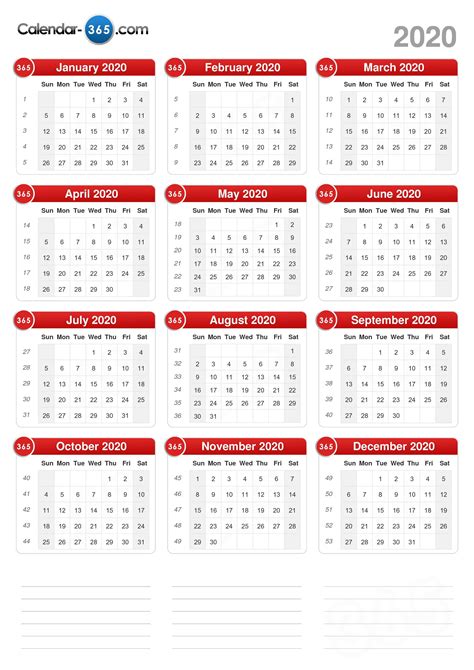 Week View Calendar 2020