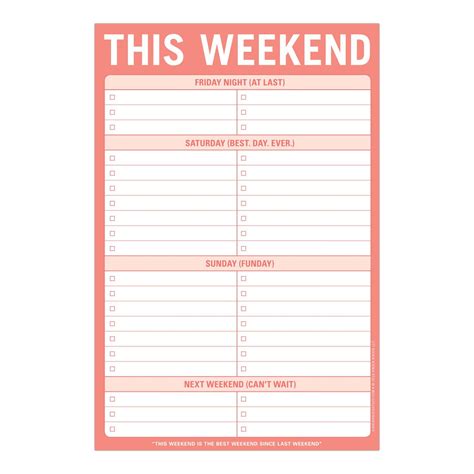 Weekend Calendar Template