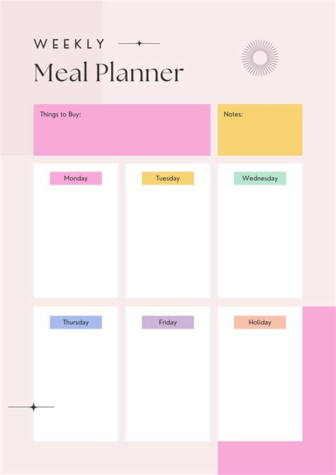 Weekly Food Menu Template
