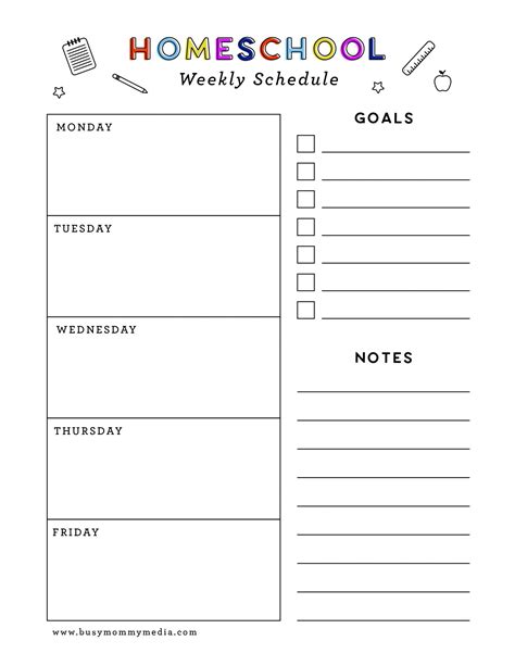 Weekly Homeschool Planner Printable
