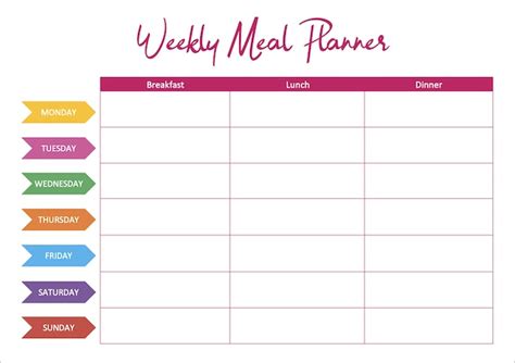 Weekly Meal Planner Template Word