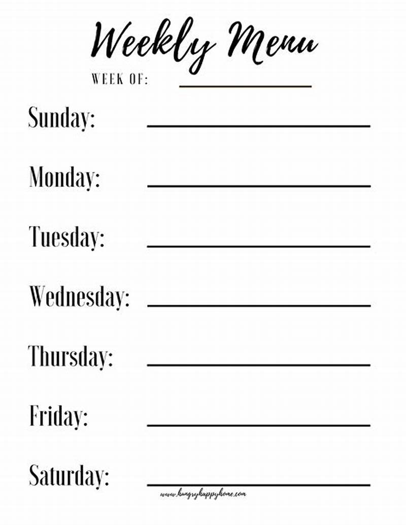 Weekly Menu Printable