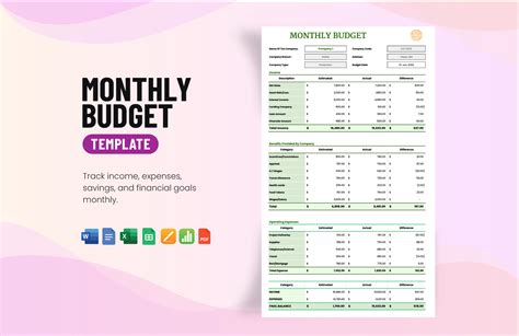 Weekly Monthly Budget Template