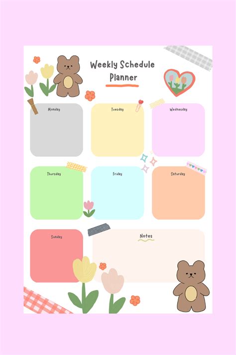 Weekly Planner Template Cute