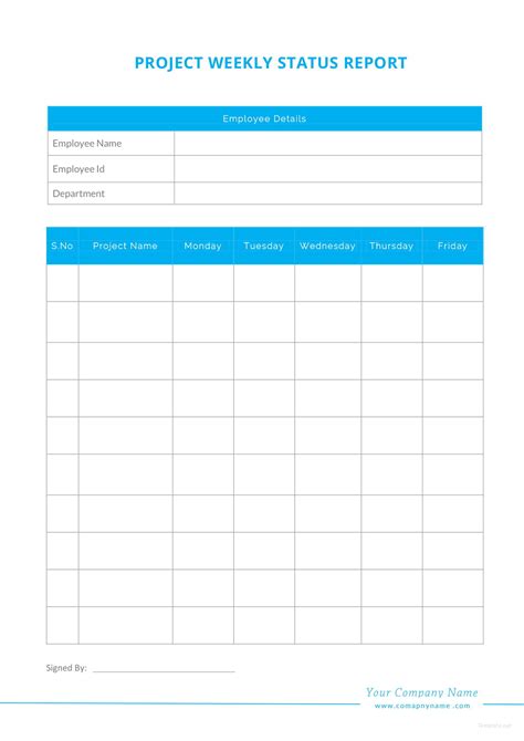 Weekly Project Status Report Template