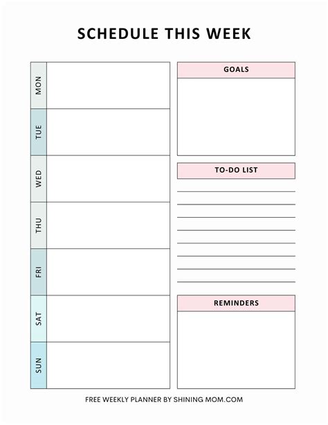 Weekly Schedule Template