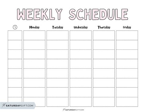 Weekly Timetable Template