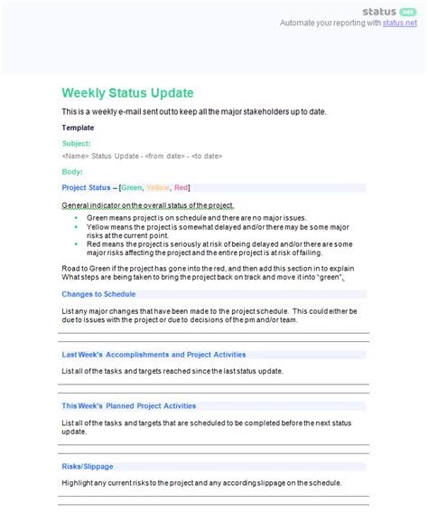 Weekly Update Email Template