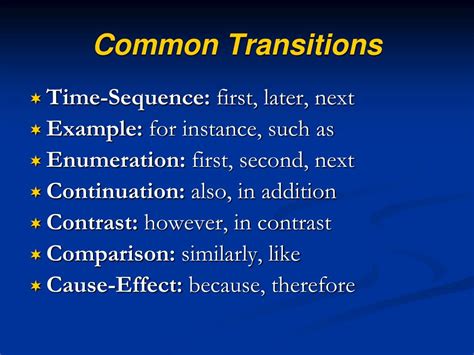 What are common transitions
