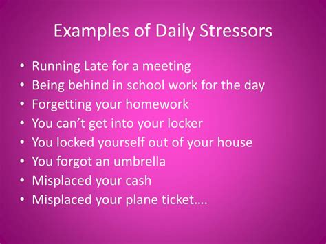 What are examples of daily stressors