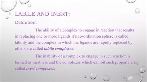What are labile and inert complexes