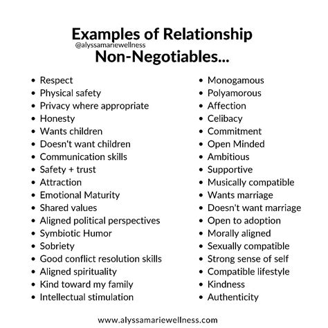 What are non negotiables examples