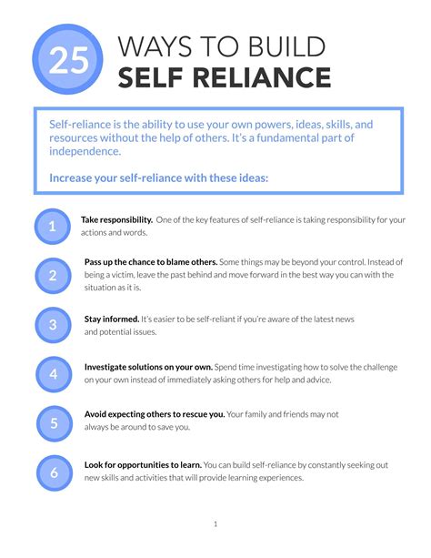 What are some examples of self reliance