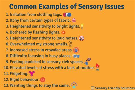 What are some examples of sensory issues