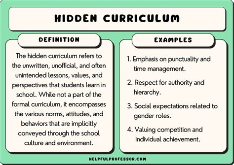 What are some examples of things students learn from a school s hidden curriculum