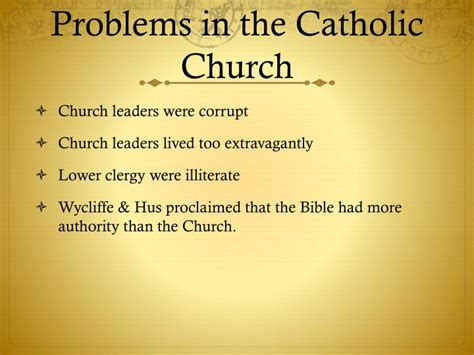 What are some problems with the Catholic Church