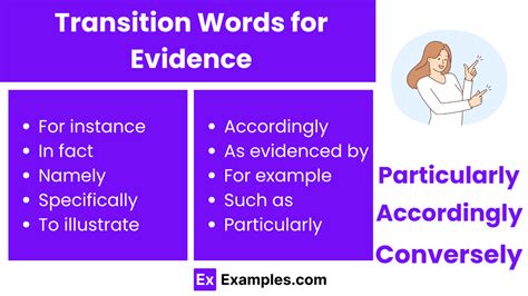 What are some transition words for evidence