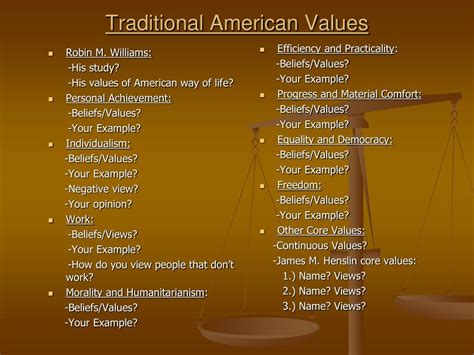 What are the 3 basic values of Americans