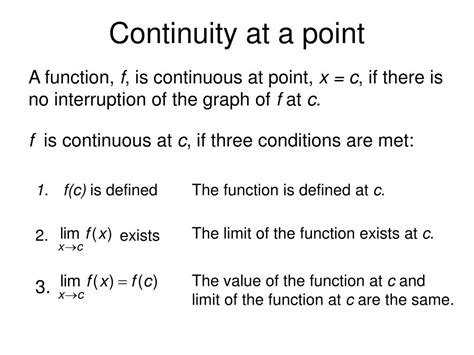 What are the 3 conditions of continuity