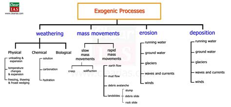 What are the 3 types of exogenic processes