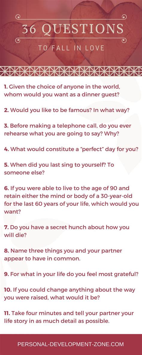 What are the questions to ask to fall in love