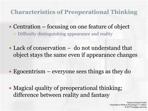 What are the three characteristics of preoperational thinking