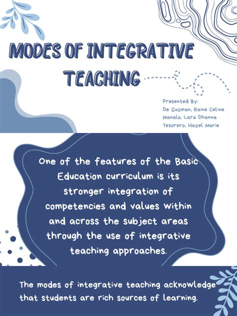 What are the three modes of integrative teaching