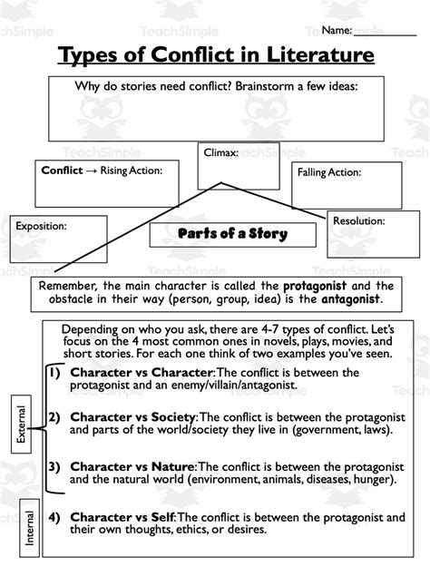 What are the types of conflicts in a story