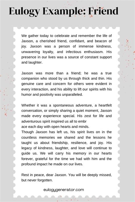 What do you write in a eulogy for a friend