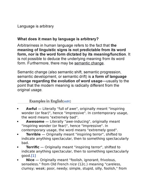 What does arbitrary mean in language