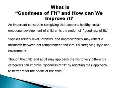 What does goodness of fit mean in child development