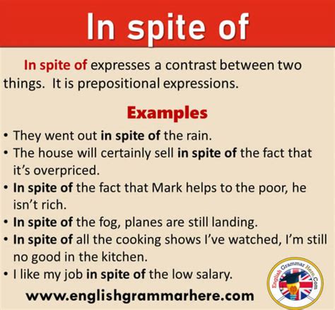 What does in spite of you mean
