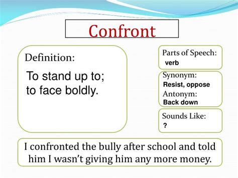 What does the term confronting mean